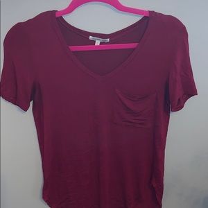 Maroon/Burgundy V-Neck Shirt with Pocket